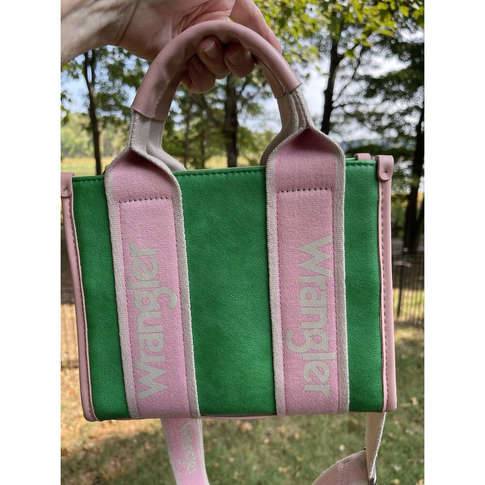 Wrangler West Color Block Pink Green Mini Tote or Crossbody Bag